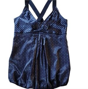 Red By Marc Ecko Navy Blue Satin Logo Patterned Camisole Top Labed M But Small